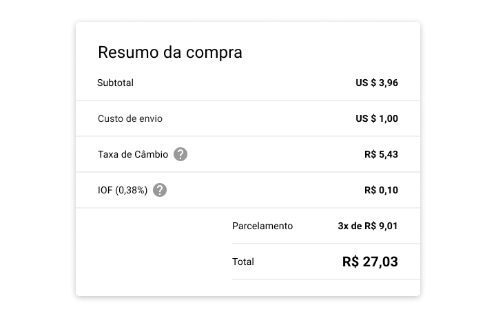 Descrição do montante total - Regular