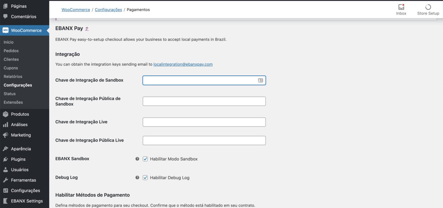 Configurando o Plugin EBANX