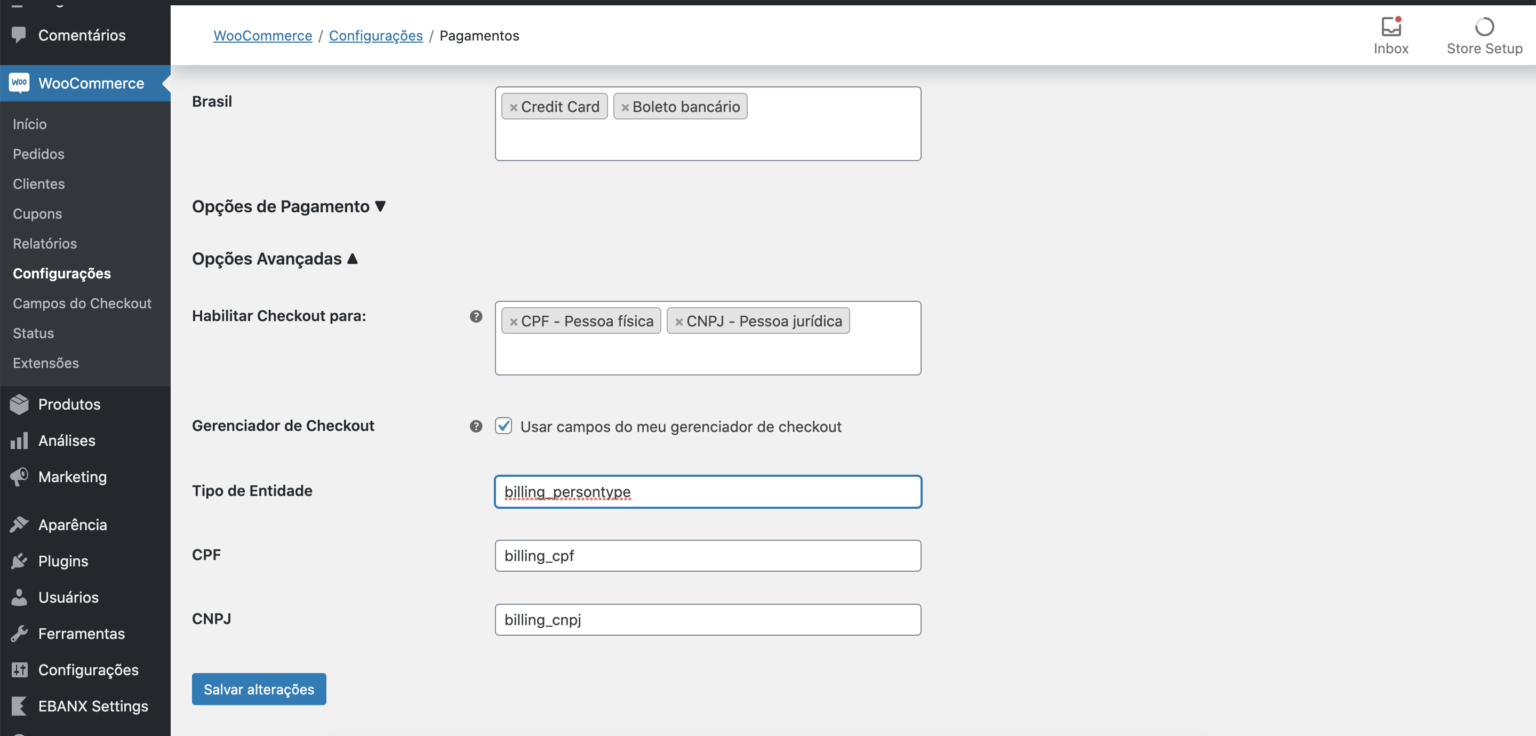 Configurando CPF e CNPJ